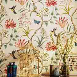 American Country - Rollo de papel pintado autoadhesivo con diseño rústico de mariposas, pájaros y flores, no tejido, ideal para decorar el dormitorio o la sala de estar (45 x 300 cm)