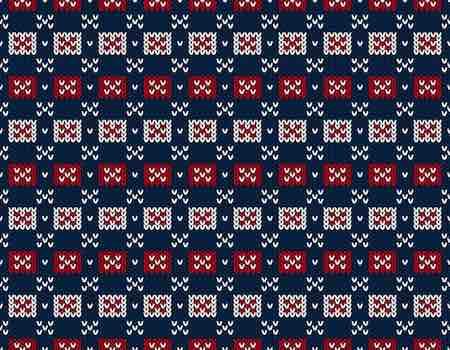 detalle punto lana jersey de invierno azul marino, blanco, rojo