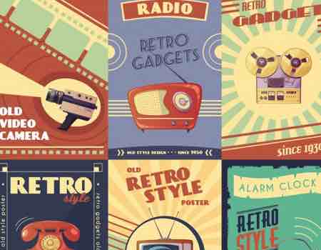 Fondo vintage radio telÃ©fono gadgets retro