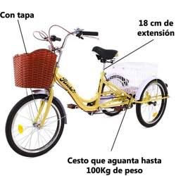 Sehrgo ZEHNHASE Triciclo para Adultos con cestas, 24 Pulgadas 7 Marchas, Bicicleta de Triciclo Plegable con Marco de aleaciÃ³n - Gris Plateado